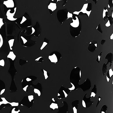 Kemo Outdoor End Table, Round , Cutout Design, Iron Frame