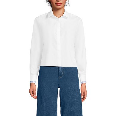 Women's Lands' End Long Sleeve Carefree Shirt With Removable Bow