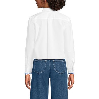 Women's Lands' End Long Sleeve Carefree Shirt With Removable Bow