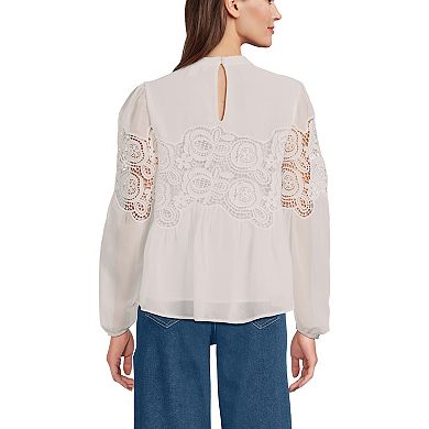 Women's Lands' End Chiffon & Lace Blouse