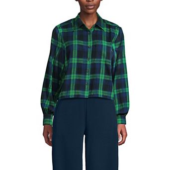 Women's Lands' End Cropped Flannel Shirt