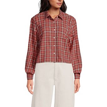 Women's Lands' End Cropped Flannel Shirt