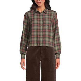 Women's Lands' End Cropped Flannel Shirt