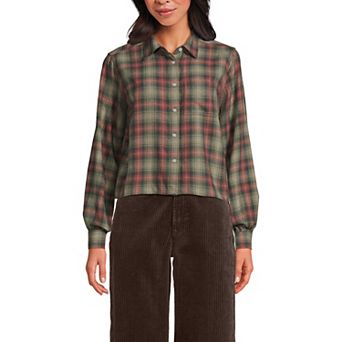 Women's Lands' End Cropped Flannel Shirt