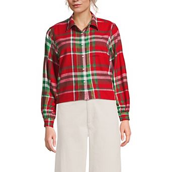 Women's Lands' End Cropped Flannel Shirt