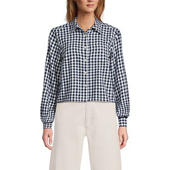 Women's Lands' End Cropped Flannel Shirt