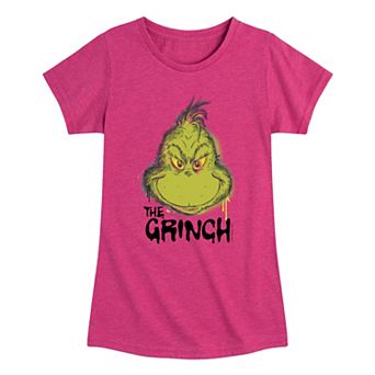 Girl's Dr. Seuss The Grinch Spray Paint Short Sleeve Graphic Tee