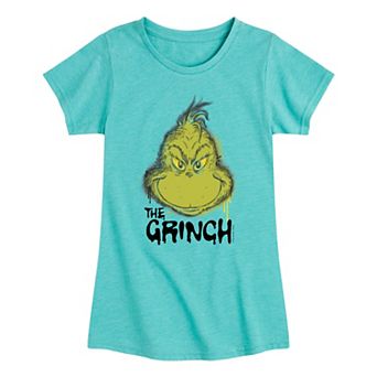 Girl's Dr. Seuss The Grinch Spray Paint Short Sleeve Graphic Tee