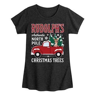 Girl's Rudolph The Red Nose Reindeer Christmas Short Sleeve Tee