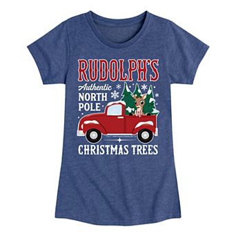 Girl's Rudolph The Red Nose Reindeer Christmas Short Sleeve Tee