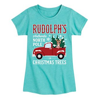 Girl's Rudolph The Red Nose Reindeer Christmas Short Sleeve Tee