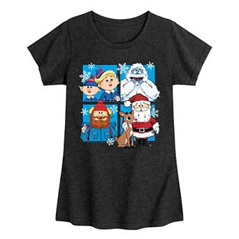 Girl's Rudolph The Red-Nosed Reindeer Characters Short Sleeve Graphic Tee