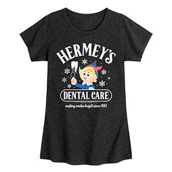 Girl's Rudolph The Red-Nosed Reindeer Hermey's Dental Care Short Sleeve Tee
