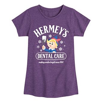 Girl's Rudolph The Red-Nosed Reindeer Hermey's Dental Care Short Sleeve Tee