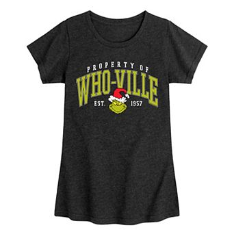 Girl's Dr. Seuss The Grinch Who-ville Collegiate Short Sleeve Tee