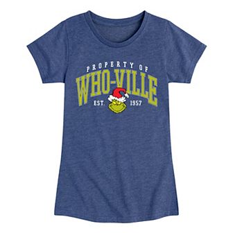Girl's Dr. Seuss The Grinch Who-ville Collegiate Short Sleeve Tee