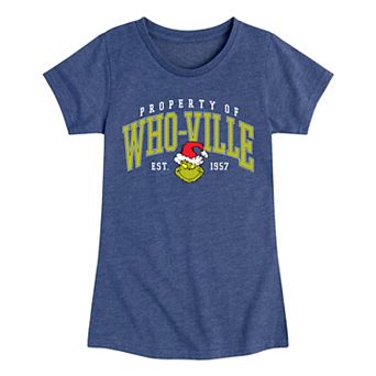 Girl's Dr. Seuss The Grinch Who-ville Collegiate Short Sleeve Tee