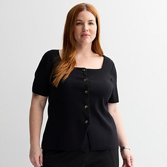Plus Size Nine West Short Sleeve Knit Vest
