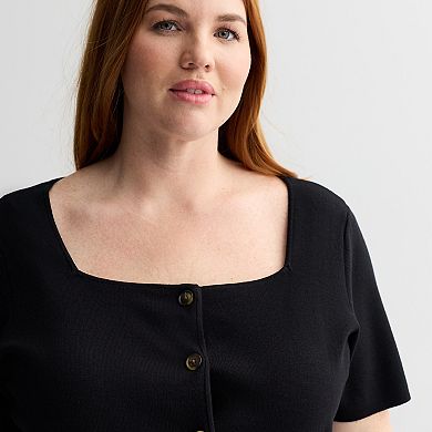 Plus Size Nine West Short Sleeve Knit Vest