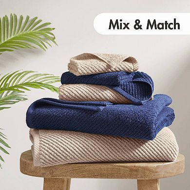 Madison Park Cotton Quick Dry Diagonal Ribbed 4-pk. Hand Towel Set