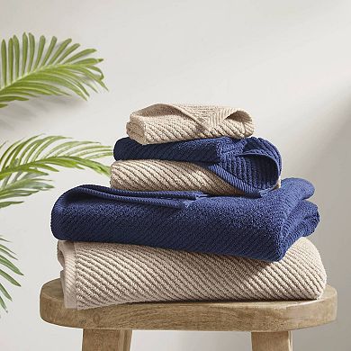 Madison Park Cotton Quick Dry Diagonal Ribbed 4-pk. Hand Towel Set