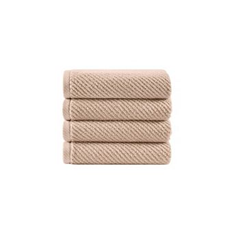 Madison Park Cotton Quick Dry Diagonal Ribbed 4 pk Hand Towel Set