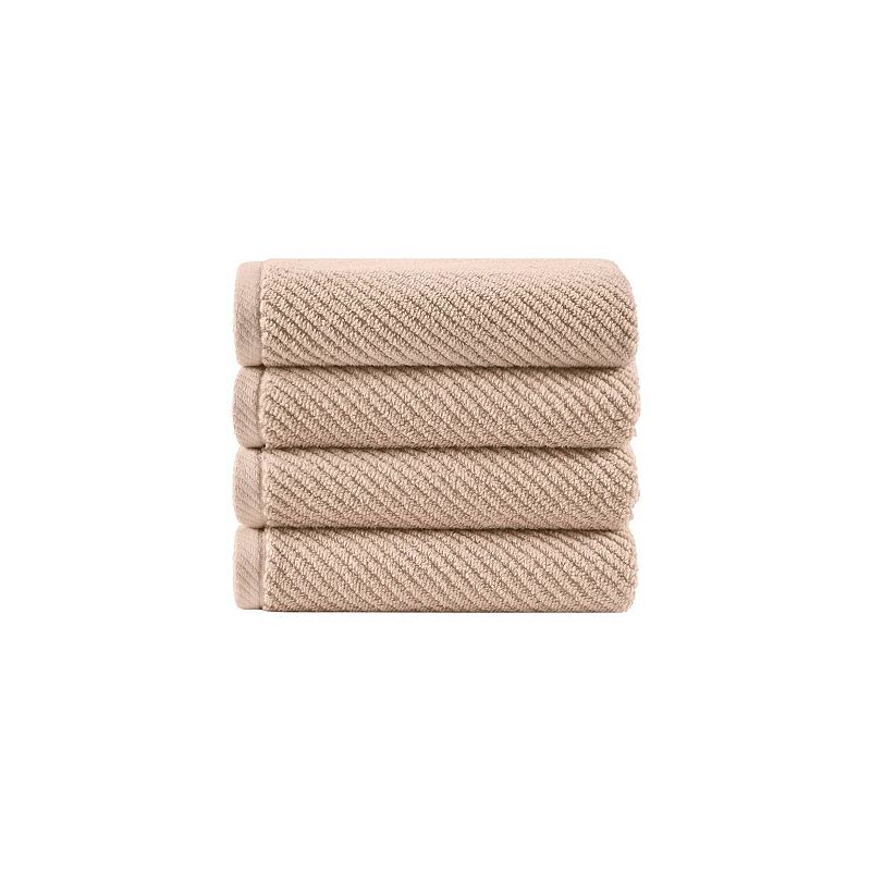Madison Park Diagonal Ribbed 500gsm Cotton Zero Twist 4-pc. Hand Towel, One Size, Beige