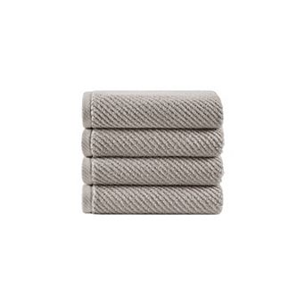 Madison Park Cotton Quick Dry Diagonal Ribbed 4 pk Hand Towel Set