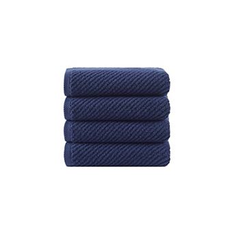 Madison Park Cotton Quick Dry Diagonal Ribbed 4 pk Hand Towel Set