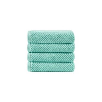 Madison Park Cotton Quick Dry Diagonal Ribbed 4 pk Hand Towel Set