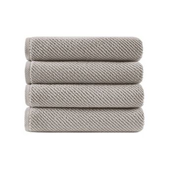 Madison Park Cotton Quick Dry Diagonal Ribbed 4 pk Towel Set