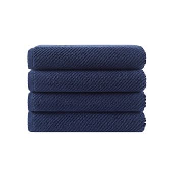 Madison Park Cotton Quick Dry Diagonal Ribbed 4 pk Towel Set
