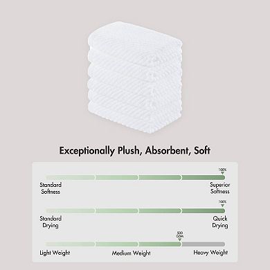 Madison Park Cotton Quick Dry Diagonal Ribbed 6-pk. Washcloth Set