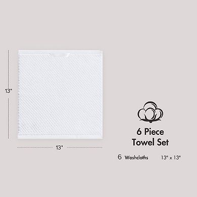 Madison Park Cotton Quick Dry Diagonal Ribbed 6-pk. Washcloth Set