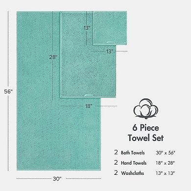 Madison Park 6-pc. Cotton Quick Dry Diagonal Ribbed Towel Set