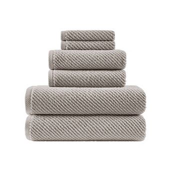 Madison Park 6 pc Cotton Quick Dry Diagonal Ribbed Towel Set