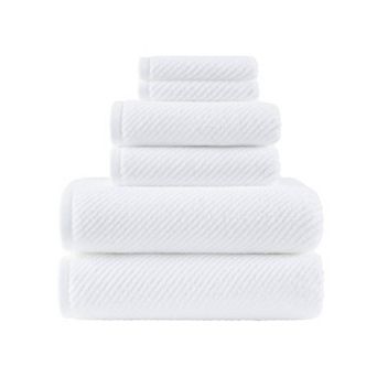 Madison Park 6 pc Cotton Quick Dry Diagonal Ribbed Towel Set