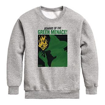 Girls 7-16 Wicked For Good Beware Of The Green Menace! Crew Fleece Sweatshirt