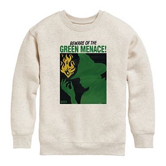 Girls 7-16 Wicked For Good Beware Of The Green Menace! Crew Fleece Sweatshirt