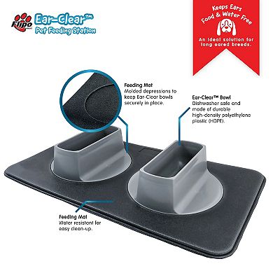 Flipo Ear-Clear Pet Feeding Station with Feeding Mat