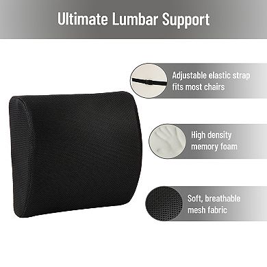 Mind Reader Memory Foam Lumbar Support Pillow with Air-Cloud Technology