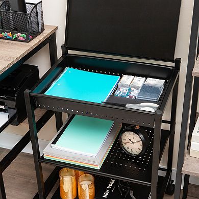 Mind Reader 3-Tier Office Organizer Cart with Covered Compartment