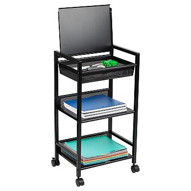 Mind Reader 3-Tier Office Organizer Cart with Covered Compartment
