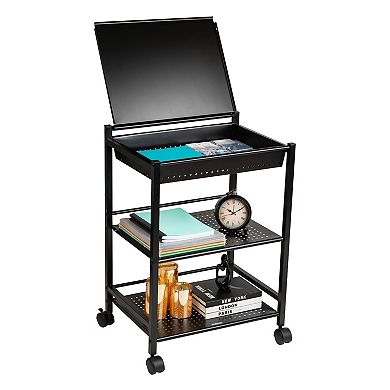 Mind Reader 3-Tier Office Organizer Cart with Covered Compartment