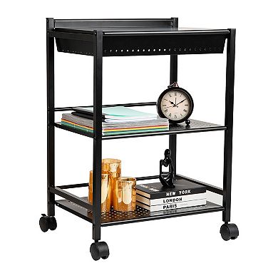 Mind Reader 3-Tier Office Organizer Cart with Covered Compartment