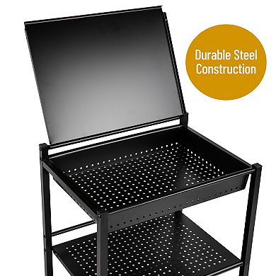 Mind Reader 3-Tier Office Organizer Cart with Covered Compartment