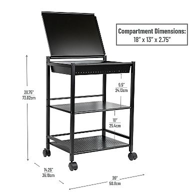 Mind Reader 3-Tier Office Organizer Cart with Covered Compartment