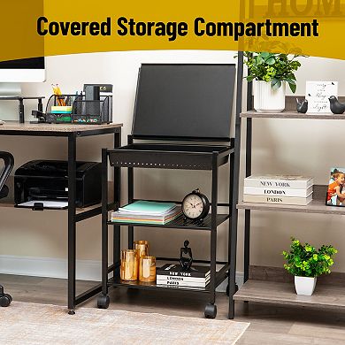 Mind Reader 3-Tier Office Organizer Cart with Covered Compartment
