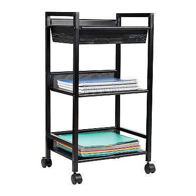 Mind Reader 3-Tier Office Organizer Cart with Covered Compartment