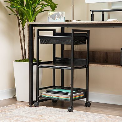 Mind Reader 3-Tier Office Organizer Cart with Covered Compartment